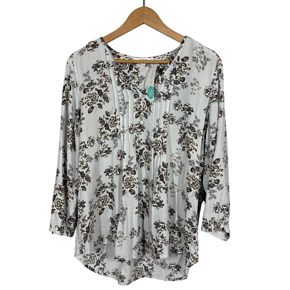 NEW! Fun2fun x Stitchfix Maley Pleated Detail Top Blouse Tunic V Neck Casual - M - Picture 1 of 5